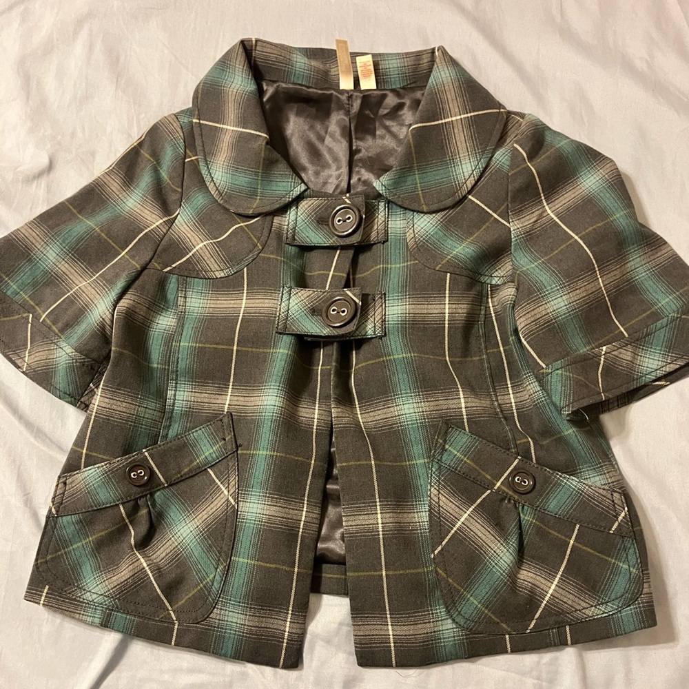 Susina Gray and Green Plaid Jacket